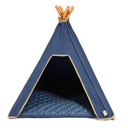 Cat Tent - Indoor Cat Teepee Tent - 100% Cotton Canvas (Navy Blue)