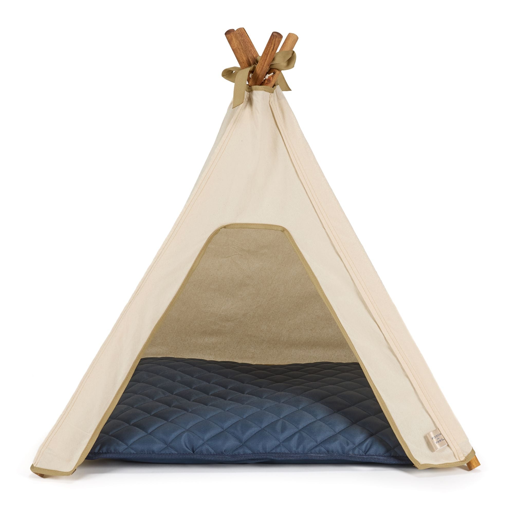 Natural colour cotton pet teepee with waterproof mat. Ideal indoor dog or cat  house