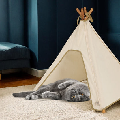 Cat Tent - Indoor Cat Teepee Tent - Cotton (Natural) - Pooch and Paws