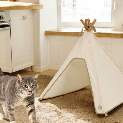 Cat Tent - Indoor Cat Teepee Tent - Cotton (Natural) - Pooch and Paws