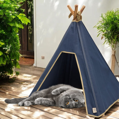 Cat Tent - Indoor/Outdoor Cat Teepee Tent - Strong, Waterproof Canvas - Pooch and Paws