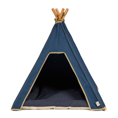 Dog Teepee Bed - INDOOR - Cotton Canvas (Navy Blue) - Pooch and Paws