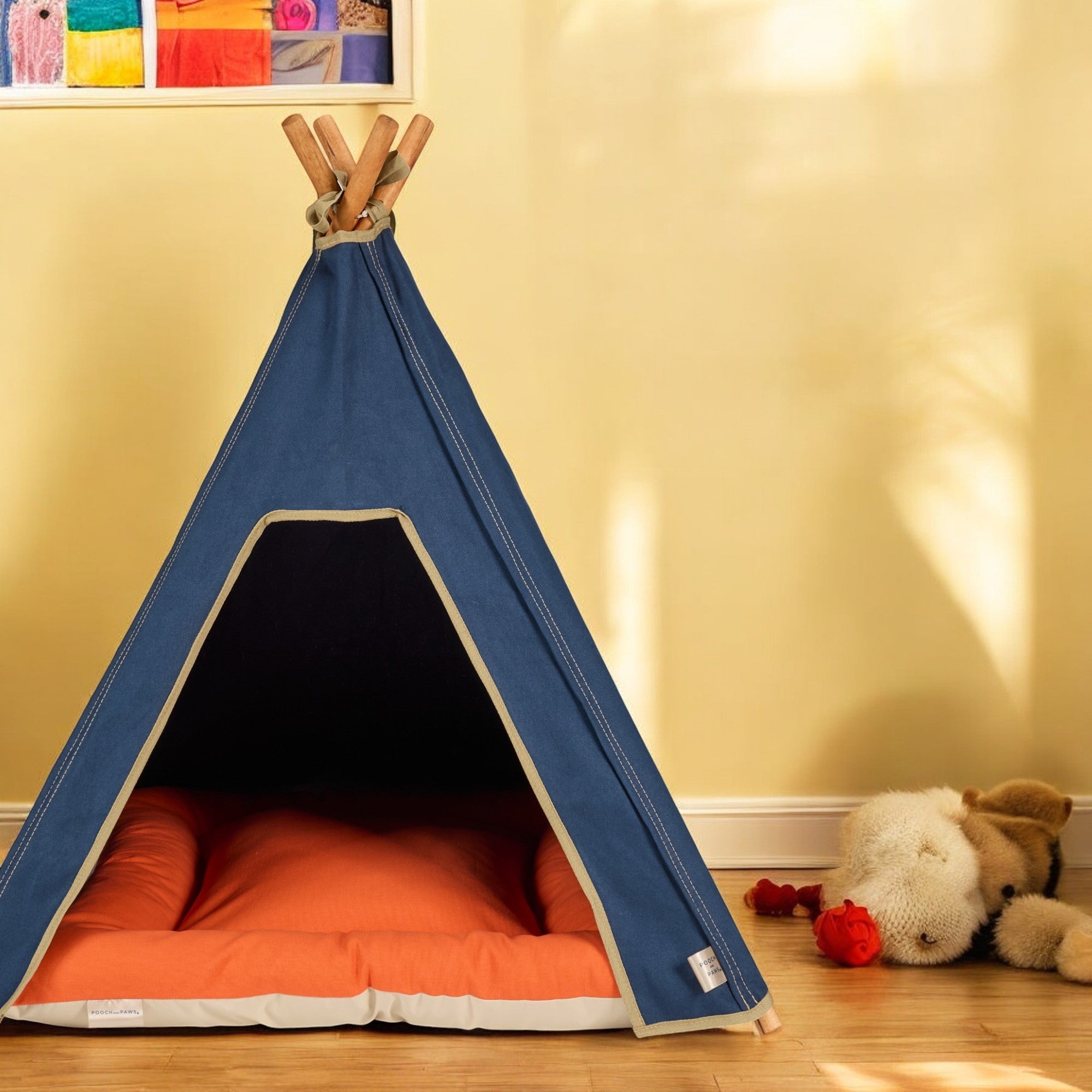 Dog Teepee Bed - INDOOR - Cotton Canvas (Navy Blue) - Pooch and Paws