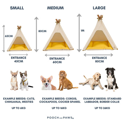 Dog Teepee Bed - INDOOR - Cotton (Natural) - Pooch and Paws