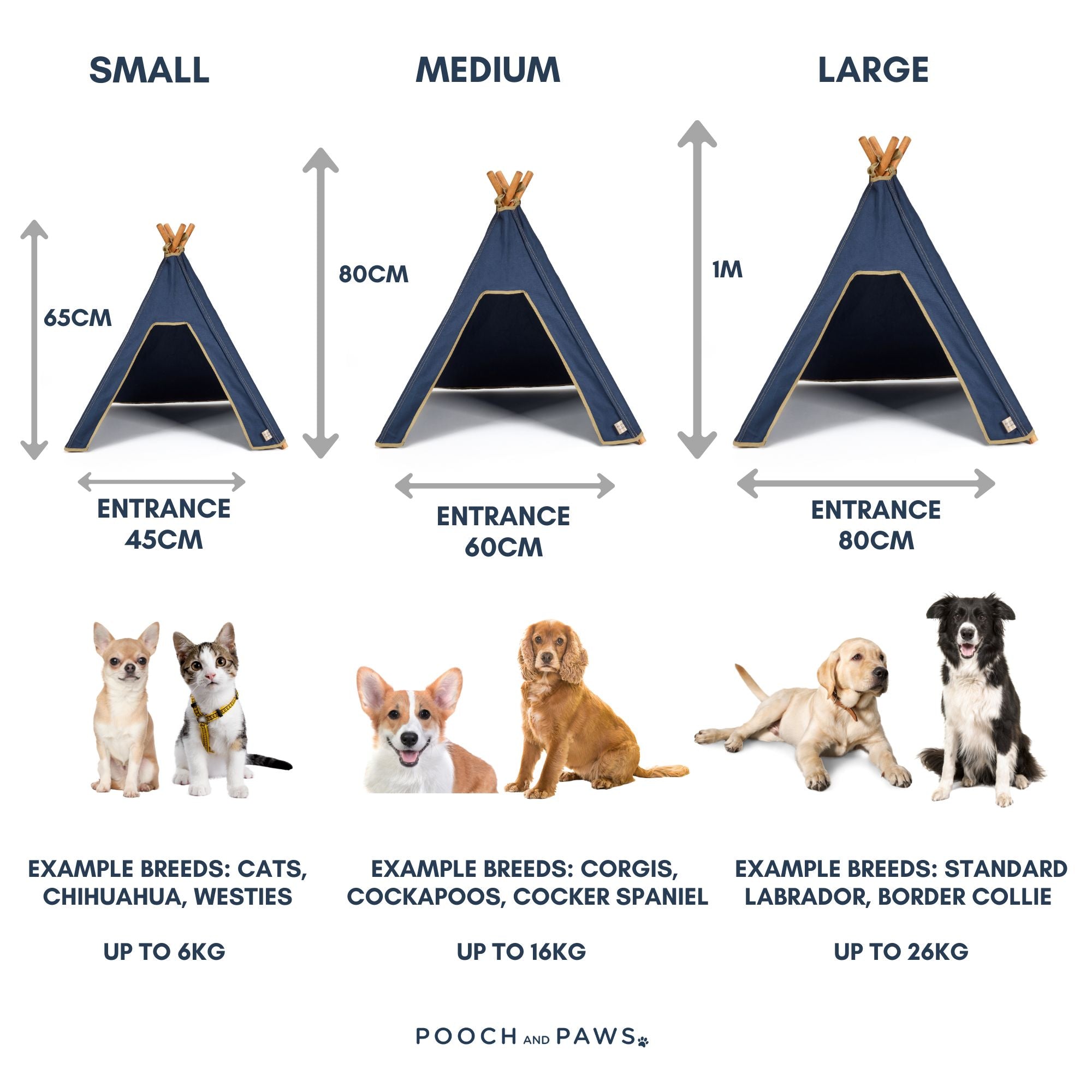 Dog Teepee - INDOOR - Cotton Canvas (Navy Blue) - Pooch and Paws