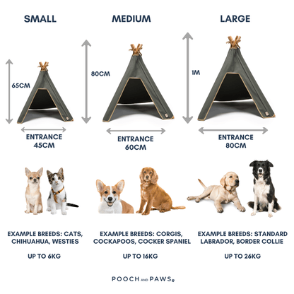 Dog Teepee - INDOOR & OUTDOOR - Waterproof Canvas - Pooch and Paws