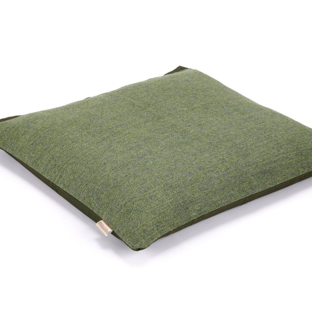 Luxury Dog Cushion Bed in Herringbone Tweed - Pooch and Paws