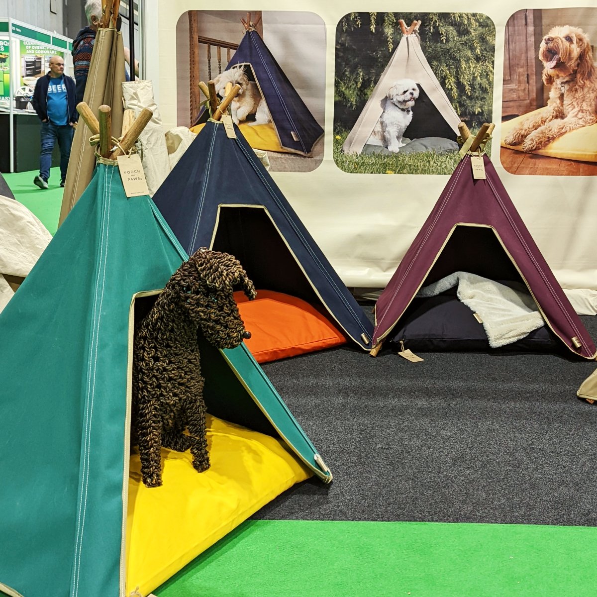 Pooch and Paws dog teepee beds at Crufts 2024