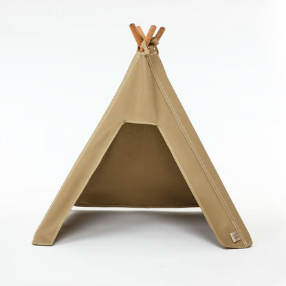 Dog Teepee . Light Sand Colour. Waterproof Canvas. Front 