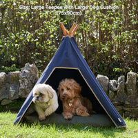 Dog Teepee and Cushion Bed Combination - Navy Blue - Pooch and Paws