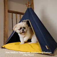 Dog Teepee and Cushion Bed Combination - Navy Blue - Pooch and Paws