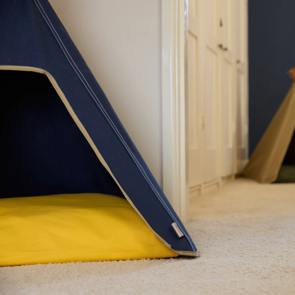 Dog Teepee and Cushion Bed Combination - Navy Blue - Pooch and Paws